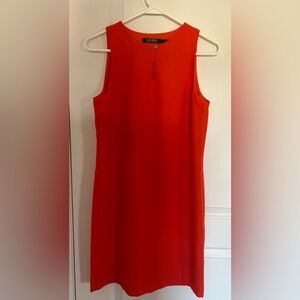 LRL Ralph Lauren women's 0 bright orange ABY crepe a-line spring summer dress